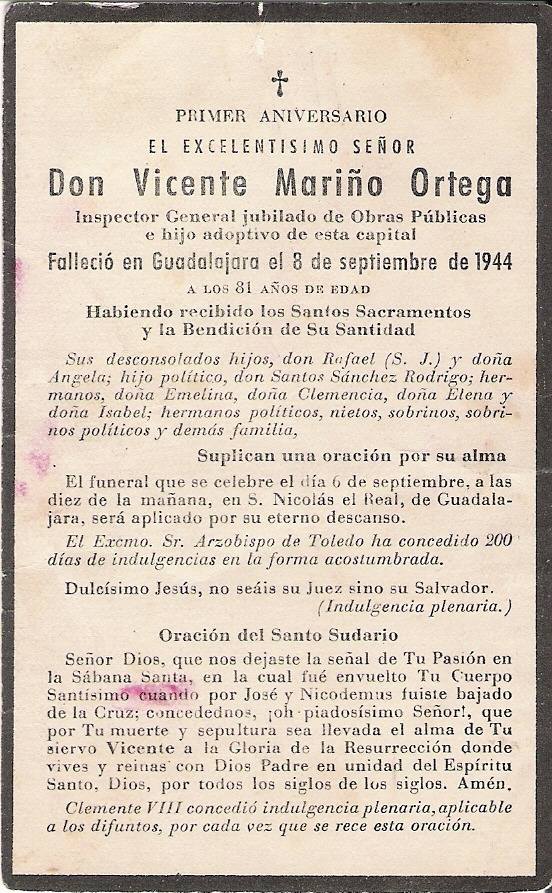 RECORDATORIO DE VICENTE MARIÑO ORTEGA